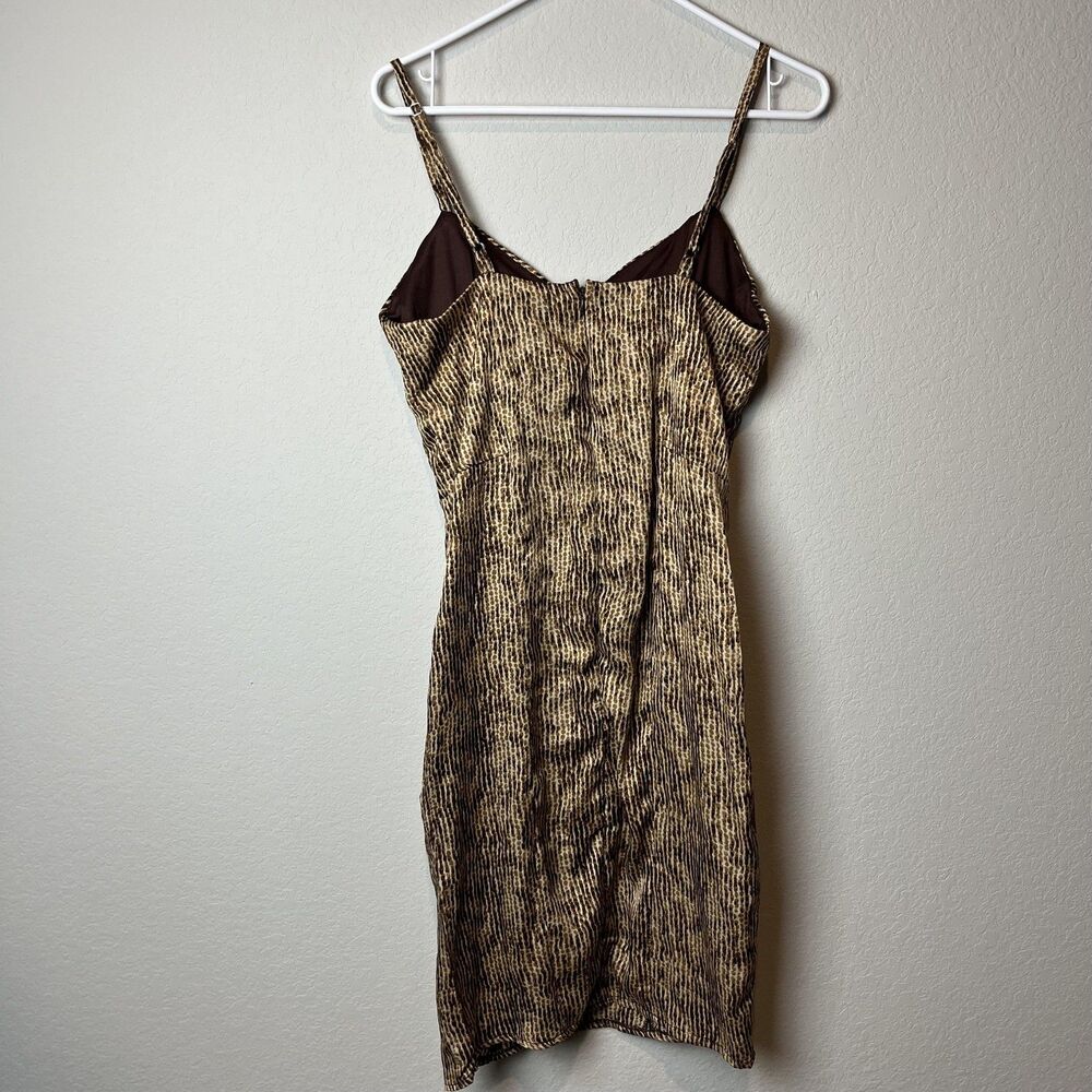 Victoria King Dress Womens 8 Brown Animal Print Bodycon Spaghetti‎ Strap Midi - Picture 4 of 8
